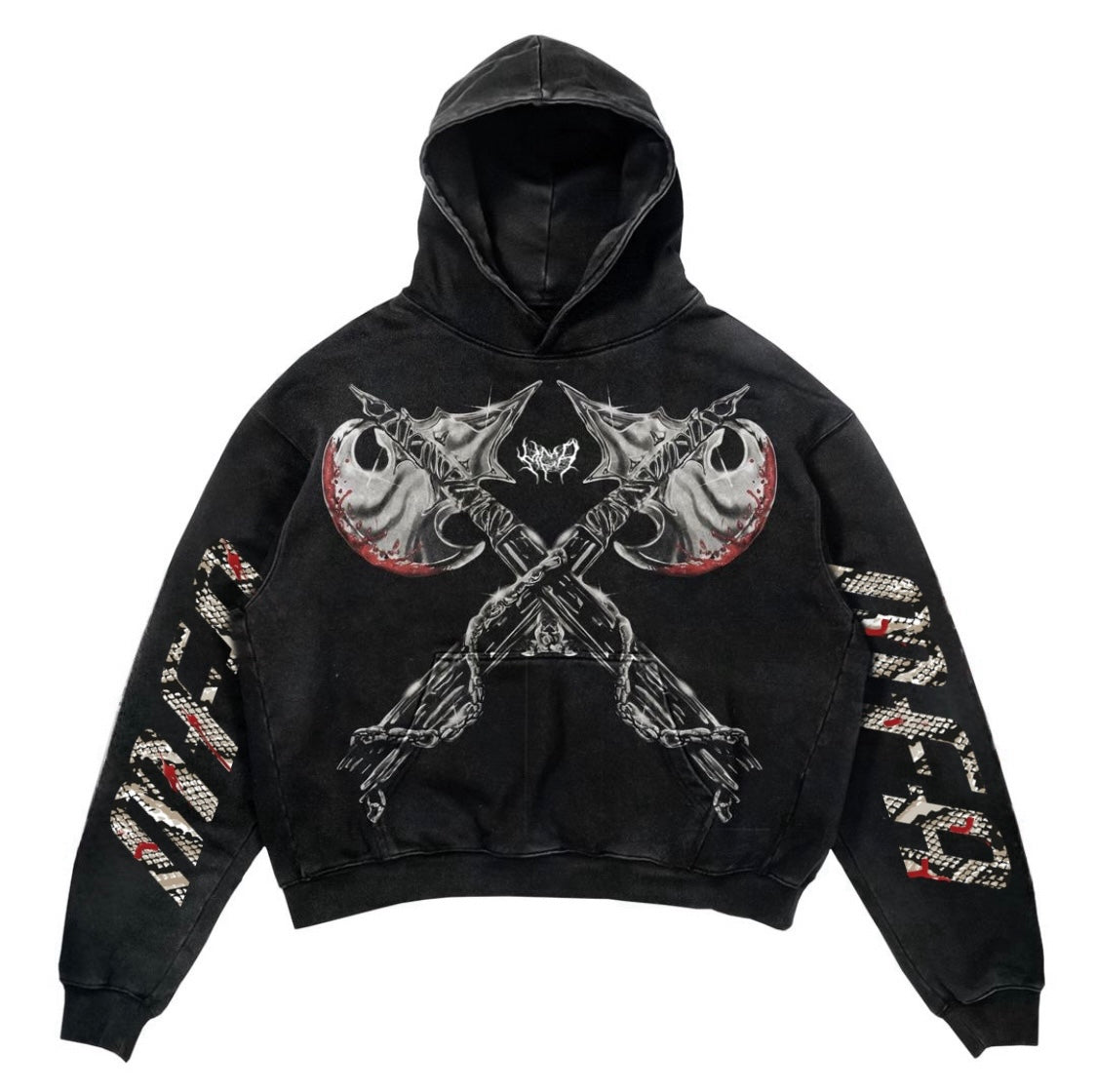 medieval double chrome axe hoodie